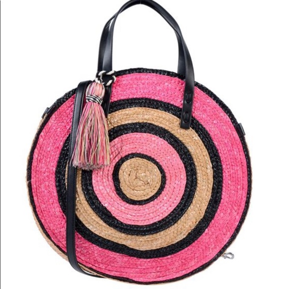 Rebecca Minkoff circle straw tote bag